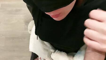 Blowjob close-up from a hot brunette