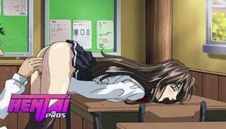 Anime Schoolgirl rubs clit on classmate thinking of her stepbro