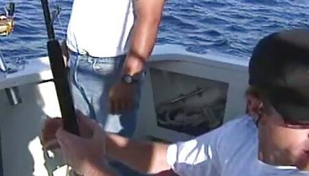 young brunette gets fucked by captain on yacht ship