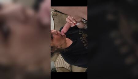 Big tit milf sucks cock and gets facialized