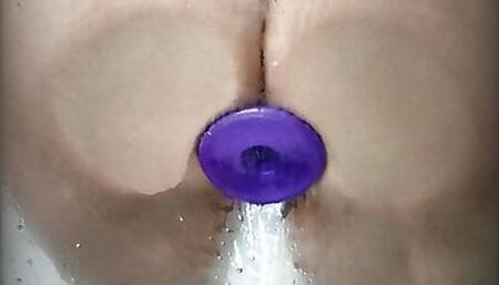 Your girl neighbor fucks herself with a dildo in the shower