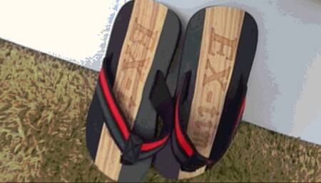 Dangling in beach flip flops d