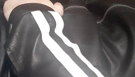 Gay guy jerks in leather