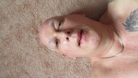 Ian plays with his vibrator and comes in his pantyhose
