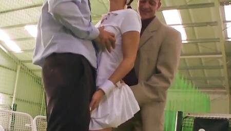 She loves cum so the brunette empties two dicks in a super