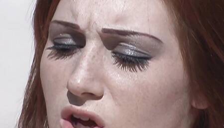 Big cock guy charms a cute brunette teen to give him a