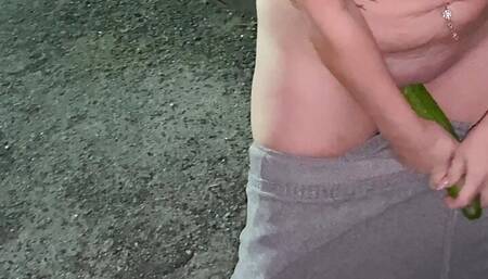 Offed a cucumber to eat is she sticks it up her pussy first