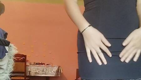 Bangladeshi girl undresses black dress showing her hot hairy pussy underneath