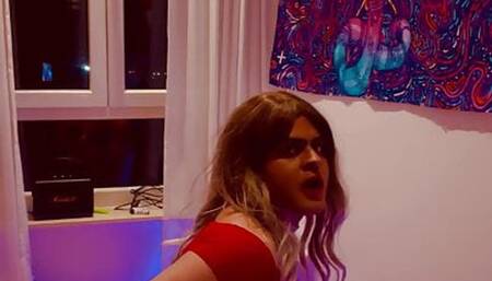 Sissy Slave Femme Sandy humiliates herself with ass to mouth and Nipple play