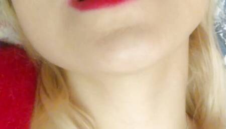 Home striptease in a red sweater and masturbation with a gentle orgasm. Close-up. Part 2