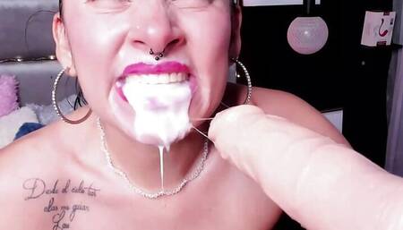 GREAT BLOWJOB WITH A LOT OF GAG AND SEMEN ON MY FACE AND THROAT BY COLOMBIAN WEBCAM STORMIHART