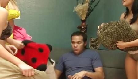 Teen slumber party gets kinky when they use their strap ons