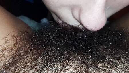 I tongue my girlfriend's hairy pussy to orgasm - Lesbian-illusion
