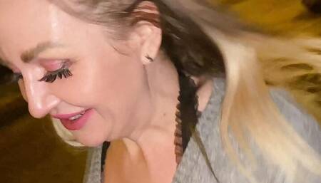 Public cum walk after heavy load on face