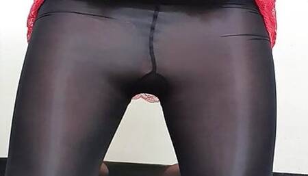 HUGE COCK IN Layered pantyhoss