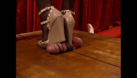 Post orgasm cock crushing with Valention wedges SD