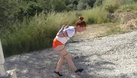 Any Twist - Hooters Girl Predicament Bondage Walk Training with Bound Tits - Part 2 mp4 HD