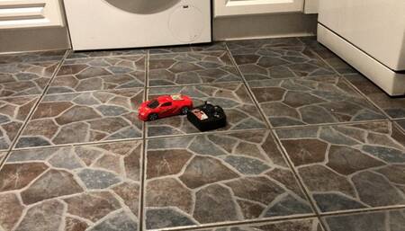 Toy Rc car crushed with heels