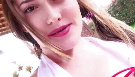 Little Kylie masturbating with fat dildo