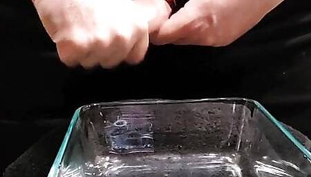 Cumshot almost all in a dish.