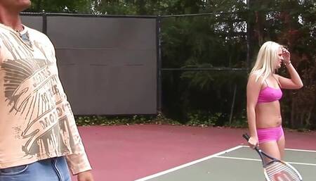 Her backhand got better after sucking the coachs big cock