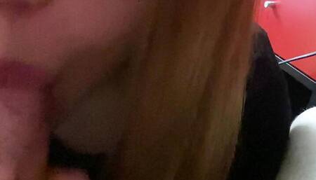 Busty blonde sucks cock and gives titjob until cumshot in her mouth