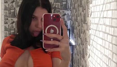 19 year old shows her huge natural tits