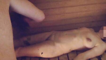 Homemade Sauna Whisking for beautiful elder lady POV