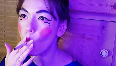 japanese stepsister smokes a cigarette