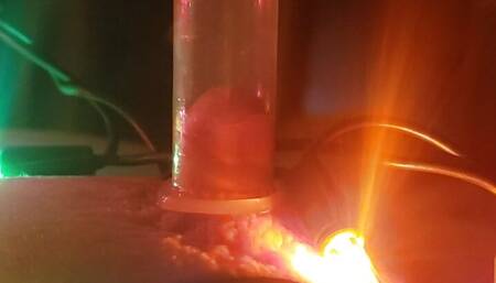 Pumping nipples with x mas lights