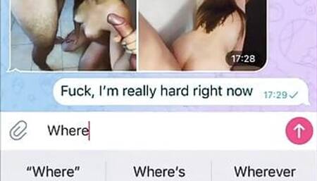 Sexwife Cuckold Sexting Sending Photos for her Husband While Threesome