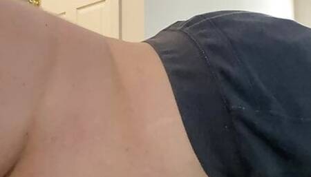 Stripping down and fingering back view