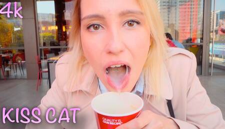 Public Blowjob in Wendis Toilet & Drink Coffe with Cum