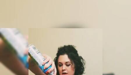 Mouth fucking a dildo