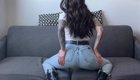 Slow Black Mail Coercion in Tight Jeans and Leather