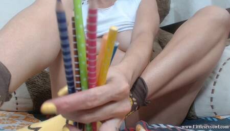 teen girl explores her sexuality with her crayons full hd