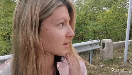 Skinny babe Gina Gerson fucks outdoor in public