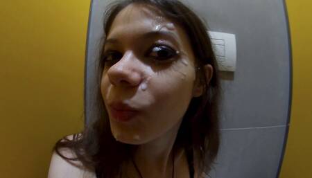 Double Cum Walk At The Mall After A Huge Double Facial!!