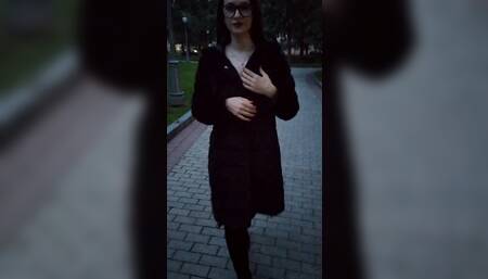 Walking naked in park