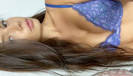 Dildo Fuck and finger fuck with taste pussy and legs raised on a couch scene