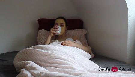 trans* girl enjoying herself during beauty time - perfect sunday afternoon with facemask, tea and masturbation - Emily Adaire TS