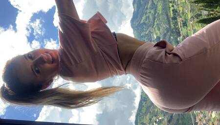 Pussy finger fuck with moan and taste pussy on a outdoor view