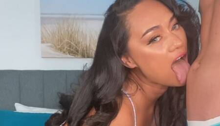 Blue Eyed Ebony Deepthroat Pro Face Fucked for a Throatpie By Big Cock