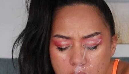 69 Deepthroat Big Cock, Facial + Throatpie Cum Twice, Gagging ASMR, Sloppy