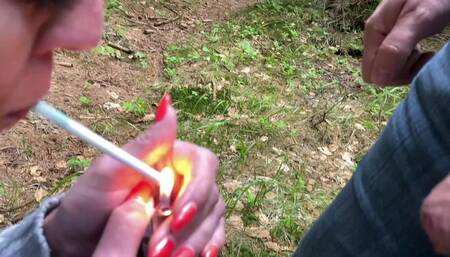 Blow Job and Smoking Two Cigarettes and Cum Shoot in My Mouth long com playing