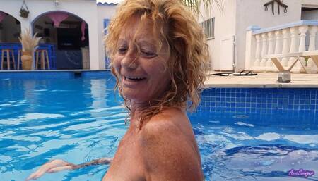 Anne naturally in the pool.