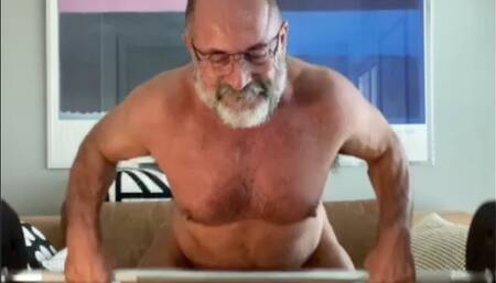 Nude workout video with cock pumping
