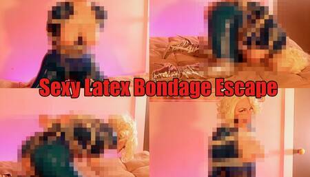 Latex Bondage Submissive MILF wearing gag Kinky Escape