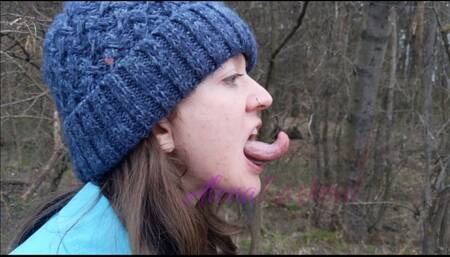 Long tongue side view + moaning