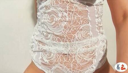 Dildo fun and hot, white anal creampie in prone bone position